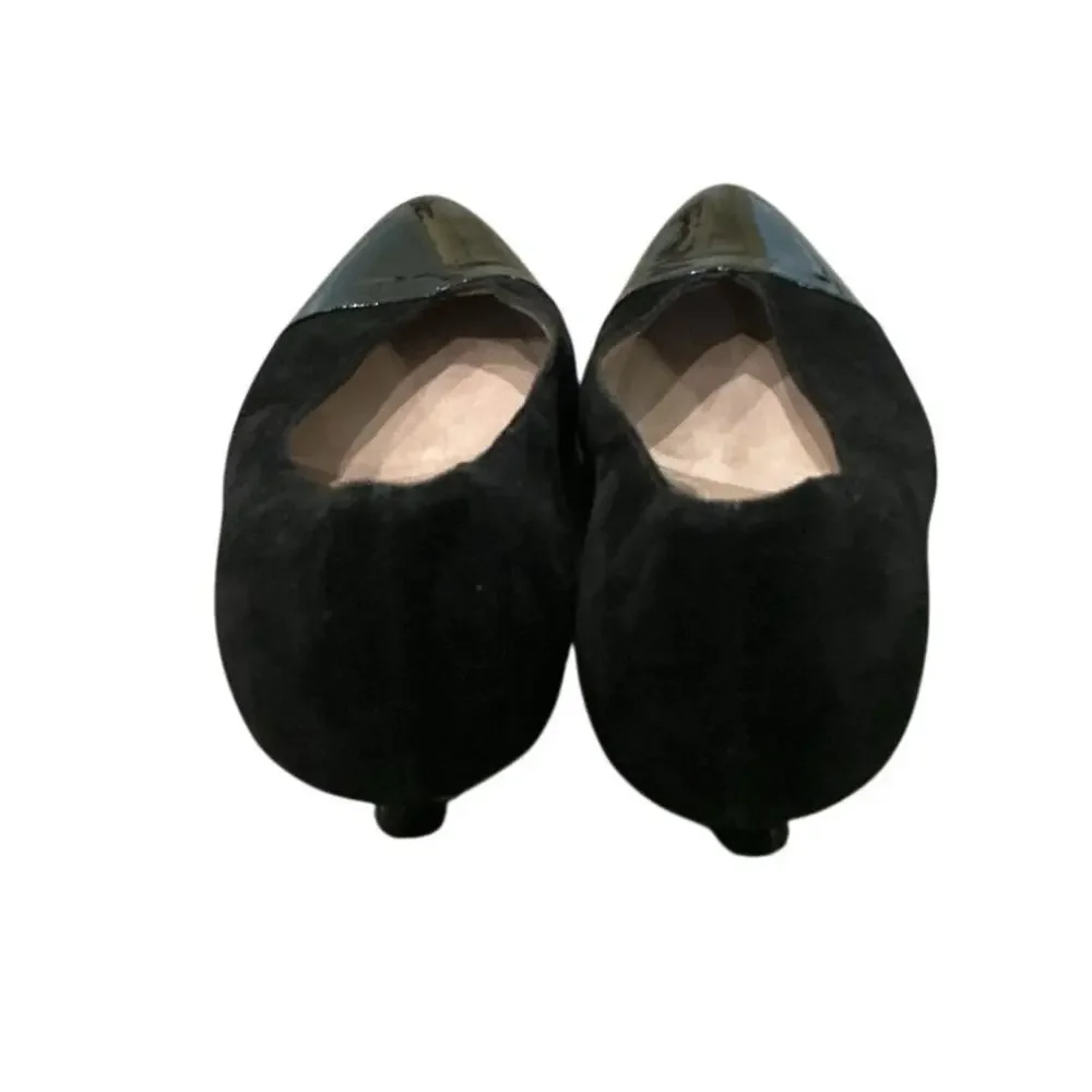 Beautifeel Leather Kitten Heel Pumps Cap Toe Black Office Career Comfort 9 39.5